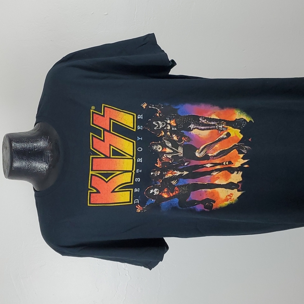KISS  Destroyer t shirt top black Cotton short sleeve graphic men size XL